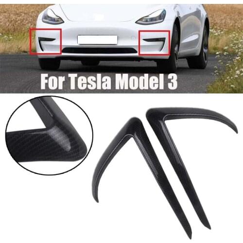 Car Front Fog Lamp Eyebrow Wind Knife Frame Decoration Cover Trim For Tesla Model 3 Carbon Fiber Auto Exterior Accessories