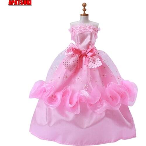 Pink Floral Doll Dresses Bowknot Dolls Clothes For Barbie Doll Outfits Dancing Costumes1/6 BJD Accessories Kids & Baby Toys