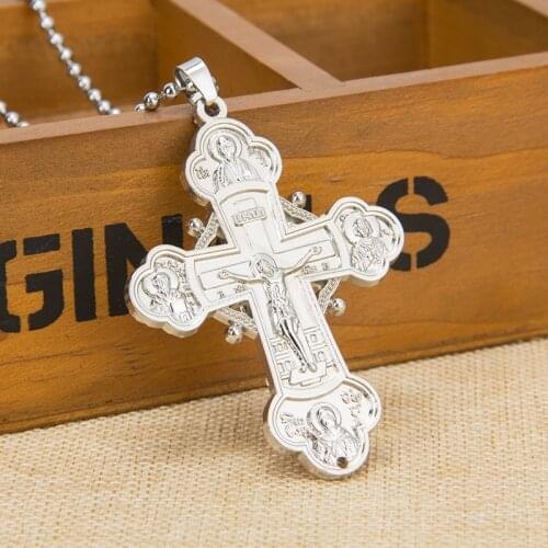 Slavic Pendant Orthodox Eastern Church Female Male Cross Hotset Men Chain Christian Hot Sell Jewelry Russian Necklaces