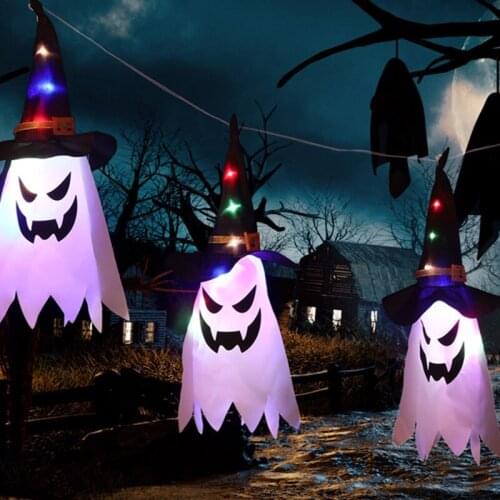 Halloween Light Decoration Hanging Flashing Witch Ghost Led String Light 3 Lighting Modes For Home Party Glow In The Dark