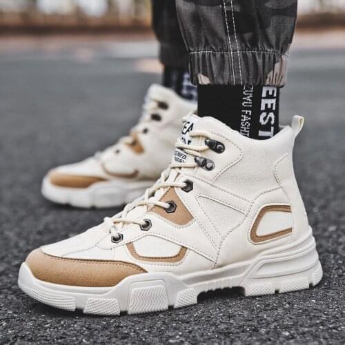 ZEEKSON Canvas Martin Boots Mens High-top Tooling Mens Shoes Warm Winter Cotton Shoes Mens High-top Casual Desert Boots