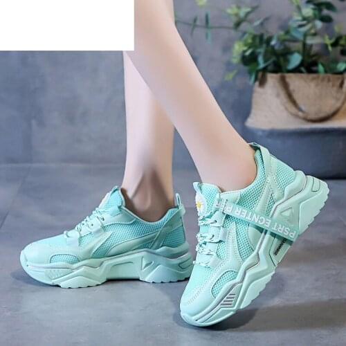 2021 Spring Fashion Womens Shoes New Walking Platform Shoes Womens Mesh Breathable Sneakers Comfortable Lace-up Casual Shoes