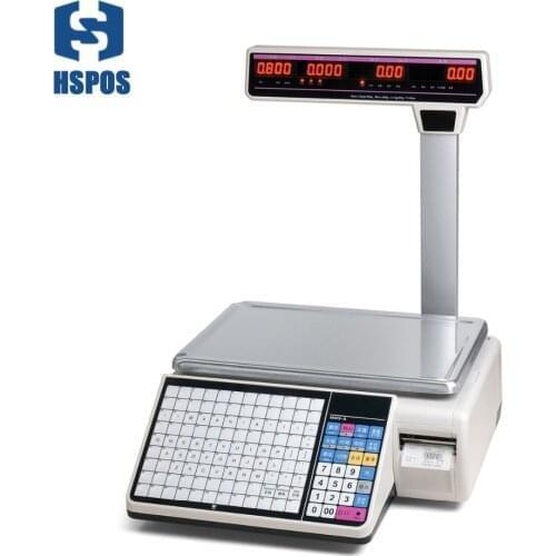 30kg Barcode Weighing scale with label printer 6000 PLUs data storage capacity and 400 pictures storage capacity