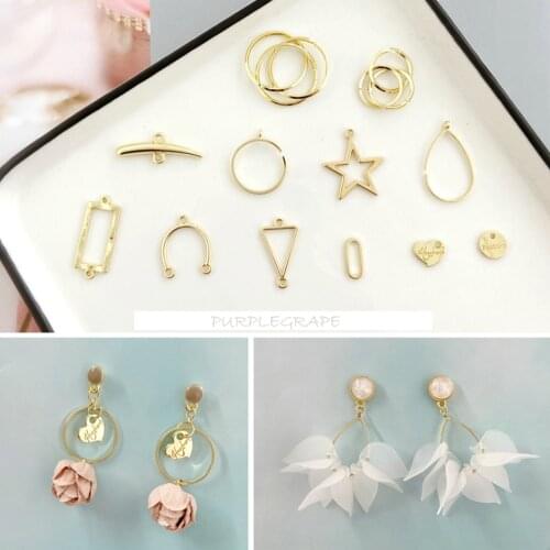 High-Quality Color Alloy Jewelry Collar Circle Double Hanging Rectangular Triangle Links DIY Earrings Earrings Material 6 pcs