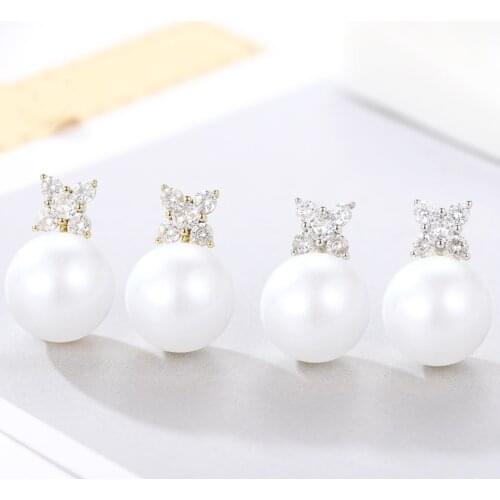 Trendy Drop Earrings 925 Silver Jewelry with Pearl Zircon Gemstone Earrings for Women Wedding Promise Party Ornaments Wholesale