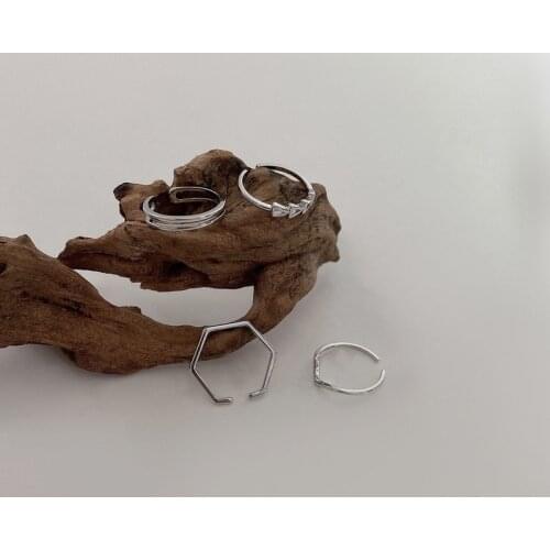 Origin Summer 4pcs Double Layer Geometrical Ring for Women Statement Hollow Irregular Open Adjustable Index Finger Ring Jewelry