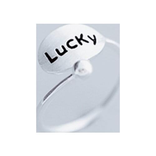 Genuine 925 Sterling Silver Fashion LucKy Letter Ring Minimalist Silver Fine Jewelry For Women Party Accessories 2019 Gift