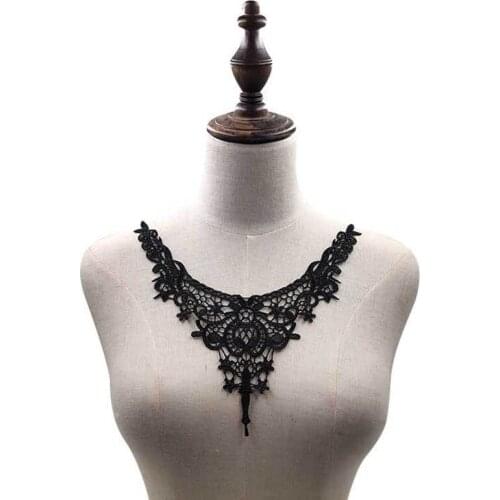 1Pcs Lace Collar White Black Flower Venise Lace Applique Trim Lace Fabric Dress Sewing Garment Supplies DIY