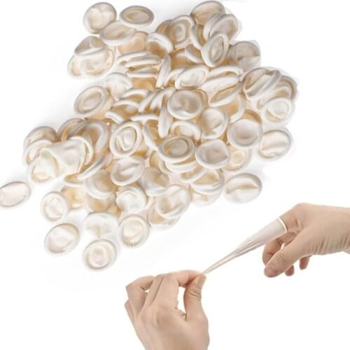100Pcs Plastic Latex Finger Gloves Manicure Tools Nail Salon Equipment Nail Practice Hand Protector Cots