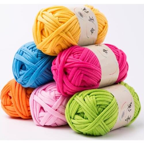 100g/ball Thick Cloth Fabric Strip Yarn 100% Polyester Craft for Hand Knitting Crochet DIY Cushion Blanket Cloth Strip QW008