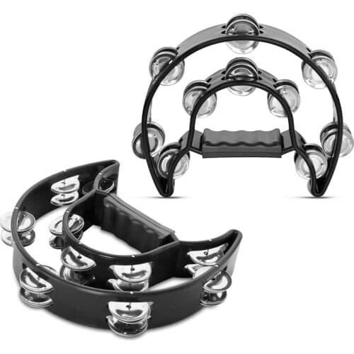 2Pcs Double Row Tambourine,Metal Jingles Hand Held Percussion Tambourine Musical Instrument Gifts for Kids and Adults