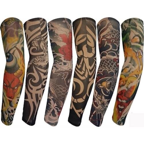 2 Pieces/lot Summer Fake Tattoo Arm Sleeves Fashion Men/Women Sunscreen Cycling Arm Sleeves Under T shirt Dress Stockings