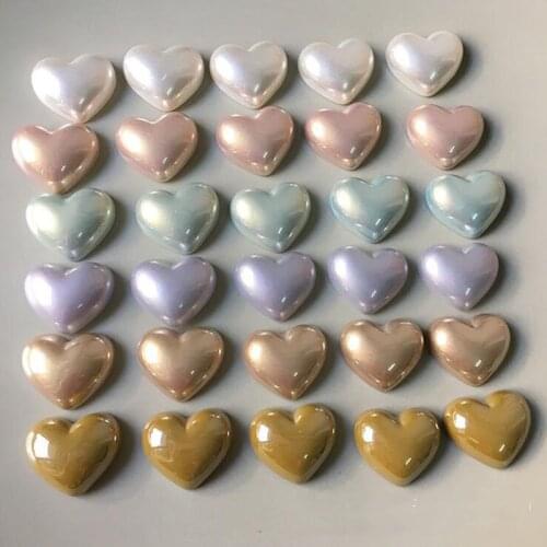 20pcs laser mirror imitation shell pearl peach heart heart patch accessories diy hand-made earrings hairpin accessories wholesal