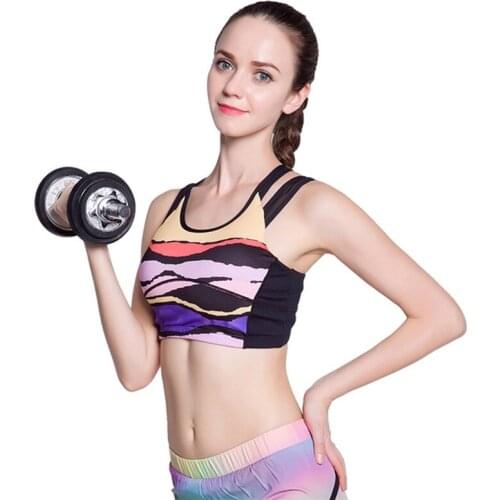 2018 Sexy Print Push Up Sport Top Quick Dry Breathable Off Shoulder Elastic Yoga Bra Women Fitness Running Exercise Sports Bra