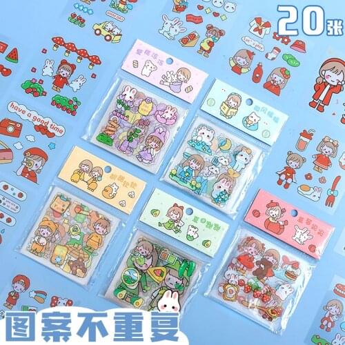 24pcs/Box kawaii Nicole Girl and Rabbit series decorative stickers DIY newspaper diary scrapbook cute stationery stickers