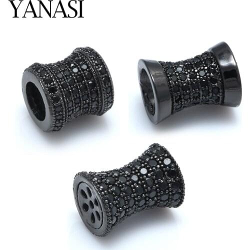 3 Styles Black Spacer Tube Beads Slider Beads Pave Cubic Zirconia Bead For Bracelet Necklace Making DIY Accessories