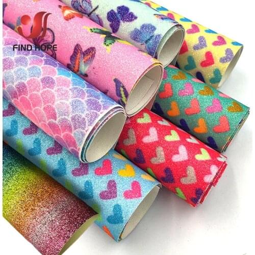 9PCS Wholesale iridescent Fine Glitter Sewing Fabric Vinyl Sparkle PU Leather Craft Bow DIY Earring Making 20x15cm