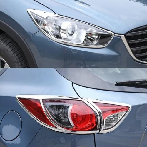 ACCESSORIES FIT FOR MAZDA CX-5 CX5 CHROME FRONT HEADLIGHT + REAR TAILLIGHT LIGHT COVER TRIM