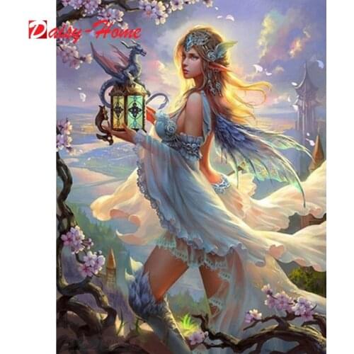 5D Diamond Painting Drill Forest Dragon Fairy Girl Diamond Mosaic Sale Round Rhinestones Pictures Diamond Embroidery Gift Ship