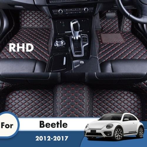 RHD Car Floor Mats For Beetle 2017 2016 2015 2014 2013 2012 Carpets Foot Liners Automobiles Accessories Interior For Volkswagen