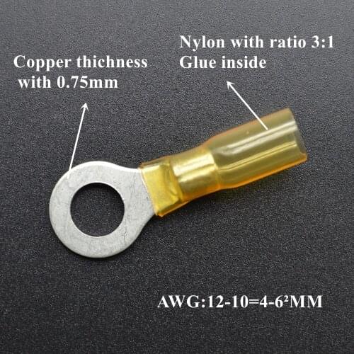 AWG16-14 Ring wire connectors Nylon Insulated Heat Shrink Ring Terminal Electrical Wire Crimp Connectors Set, Yellow, Blue, Red