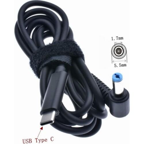 DC USB Type C to 5.5x1.7 5.5*1.7mm Male Plug Converter USB C PD Charging Cable Cord for Acer Aspire 19V Laptop Power Adapter