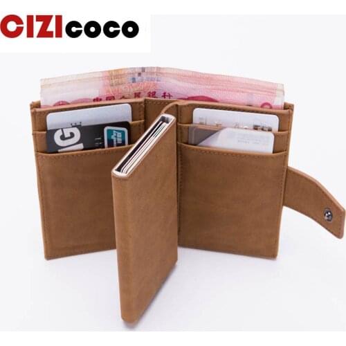New Credit Card Holder Arrival RFID Blocking Card Holder PU Leather Unisex Business ID Holders Aluminum Box Card Wallets