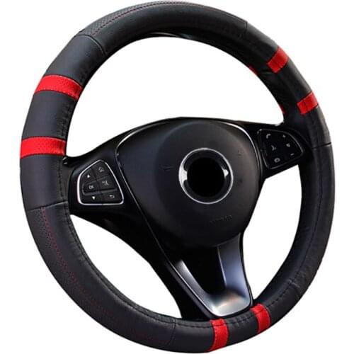 Cowhide Leather Car Steering Wheel Cover Wrap Fit For M Size 37-38 CM 14.5''-15'' For Lada Ford RENAULT MAZDA Audi NISSAN etc