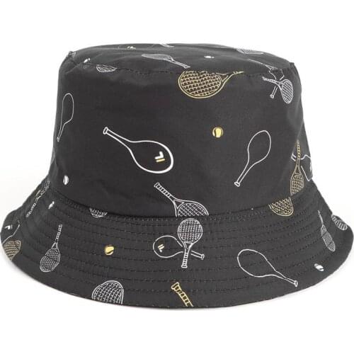 Ldslyjr Cotton Tennis Print Bucket Hat Fisherman Hat Outdoor Travel Hat Sun Cap Hats for Men and Women 309