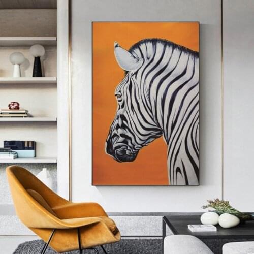 Abstract Zebra Animal Orange Backboard Canvas Painting Posters and Prints Pictures Wall Art for Living Room Home Decor