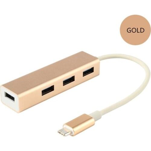 USB3.1 Type-C to 4 ports USB3.0 HUB Cable adapter for Macbook and cellphone gold color