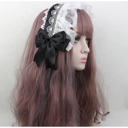 New Fashion Lolita Style Lace Ribbon Bowknot Hairbands Cosplay Headdress Ladys Sweet Headwear Hair Accessories Headwrap