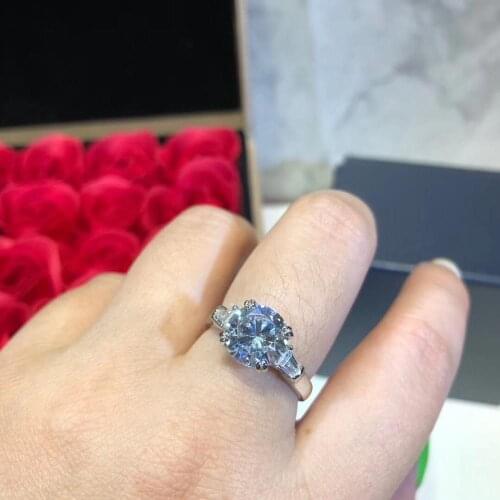 Fashion brand natural crystal ring classic big round drill ring for women girl AAA cubic zirconia jewelry wedding jewelry gift