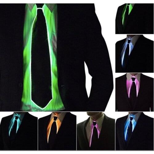 Men Glowing Tie EL Wire Neon LED Luminous Party Haloween Christmas Luminous Light Up Decoration DJ Bar Club Stage Prop Clothin