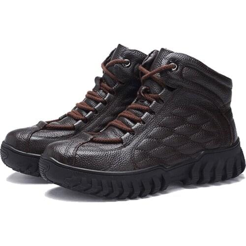 Men Military Fur Boots for Men Shoes Zapatos Hombre Super Warm Winter Snow Boots Genuine Leather Boots Men Ankle Boots