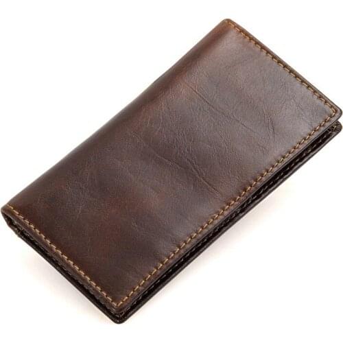 Mens Leather Long Wallet Coin Purse Leather Thin Card Case RFID Antimagnetic Shielding Card Case Multi-card Card Holder