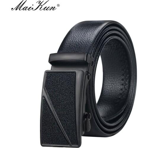 Maikun Mens Leather Automatic Buckle Belt Gypsophila Simple Casual Business Waistband