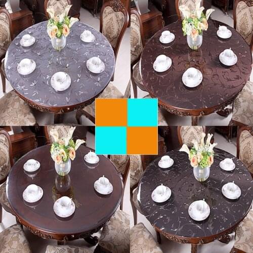 Soft Glass PVC Table Cloth Waterproof Party Wedding Home Kitchen Dining Placemat Pads Home Textile Round Table Covers Decor