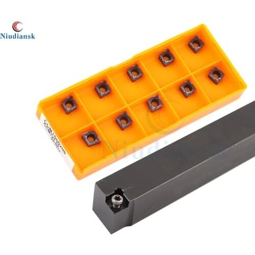 10pcs CCMT0602 CCGT Carbide Inserts CNC Lathe Tool SCACR0808K06 External Turning Tool Holder SCACR1010K06 Arbor SCACL Lathe Suit