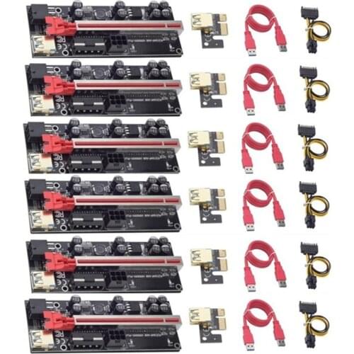 3/6pcs VER009S Plus PCI-E Riser Card 009S PCIE X1 To X16 6Pin Power 60CM USB 3.0 Cable For Graphics Card GPU Mining Dropshipping