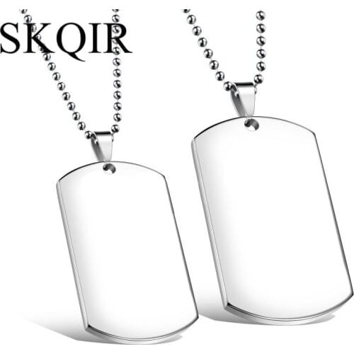 Personalized Engraving Blank Dog Tag Couple Necklace Mens Military Army Stainless Steel Chain Custom Name Pendant Women Jewelry