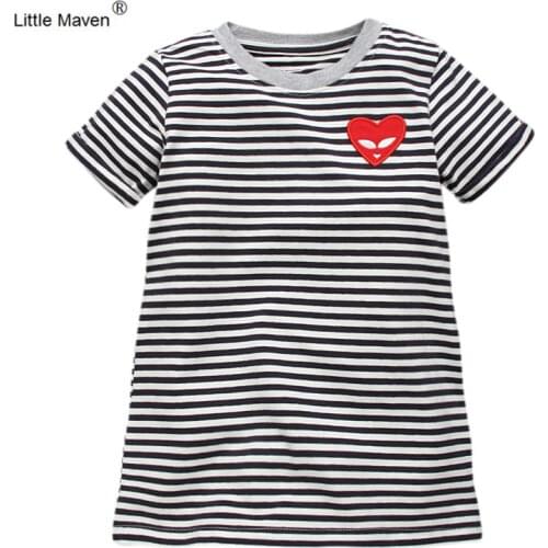 2-7 Years Girls Dress 2018 Little Maven New Brand Black Stripe Summer Dresses Cotton Casual Toddler Baby Kids Clothing