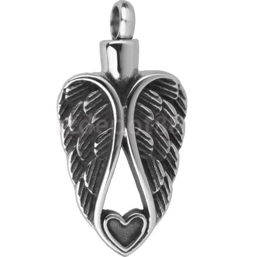 Angel Wings Holding Heart Cremation Keepsake Memorial Ash Urn Pendant Locket