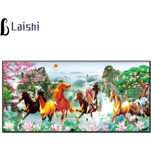 Full circle diamond painting Natural scenery, galloping horses handmade diamond embroidery mosaic art kit home decoration gift