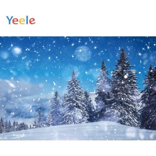 Christmas Pine Tree Sky Snow Winter Baby Party Photocall Vinyl Backdrop Photography Photographic Background For Photo Studio