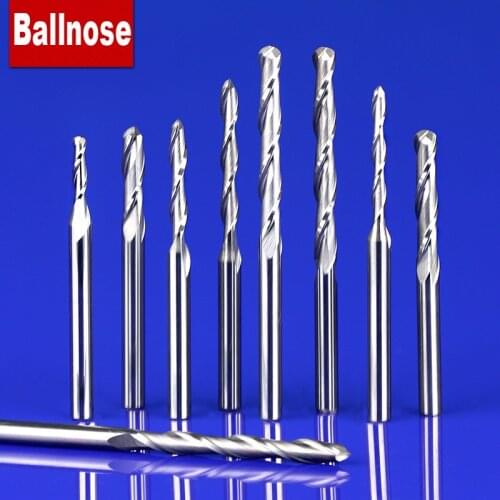 10pcs 3.175mm SHK Ballnose Two Flutes Spiral End Mills Round Bottomed Double Flutes Milling Cutter Spiral PVC MDF Cutter