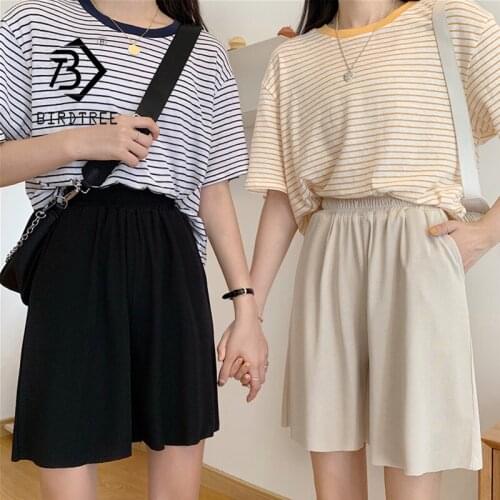 Summer Elegant High Waist Half Thin Shorts Women Casual 5 Candy Color Wide Leg Loose Ice Silk Short Pants Korean Girls B18596X