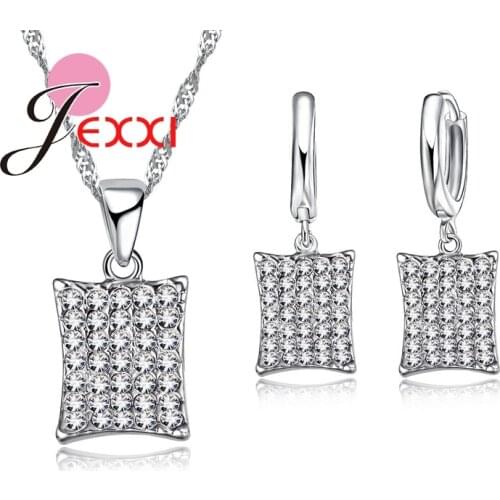 CZ Crystal Fashion Original Design Women Jewelry sets 925 Sterling Silver Shinny Necklace & Earrings Women/Girls Hot Sale