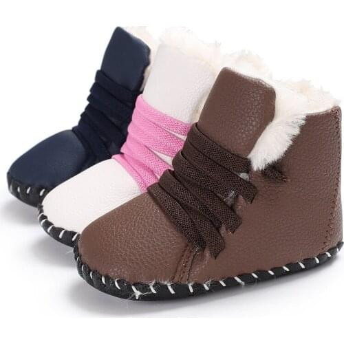 Winter 0-2 years baby plus velvet warm non-slip baby toddler shoes