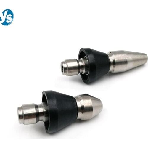 1/4"3/8"Stainless Steel Pressure Washer Drain Sewer Cleaning Pipe Jetter Spray Quick Plug Drain Hose Nozzle Back Wear Resistance